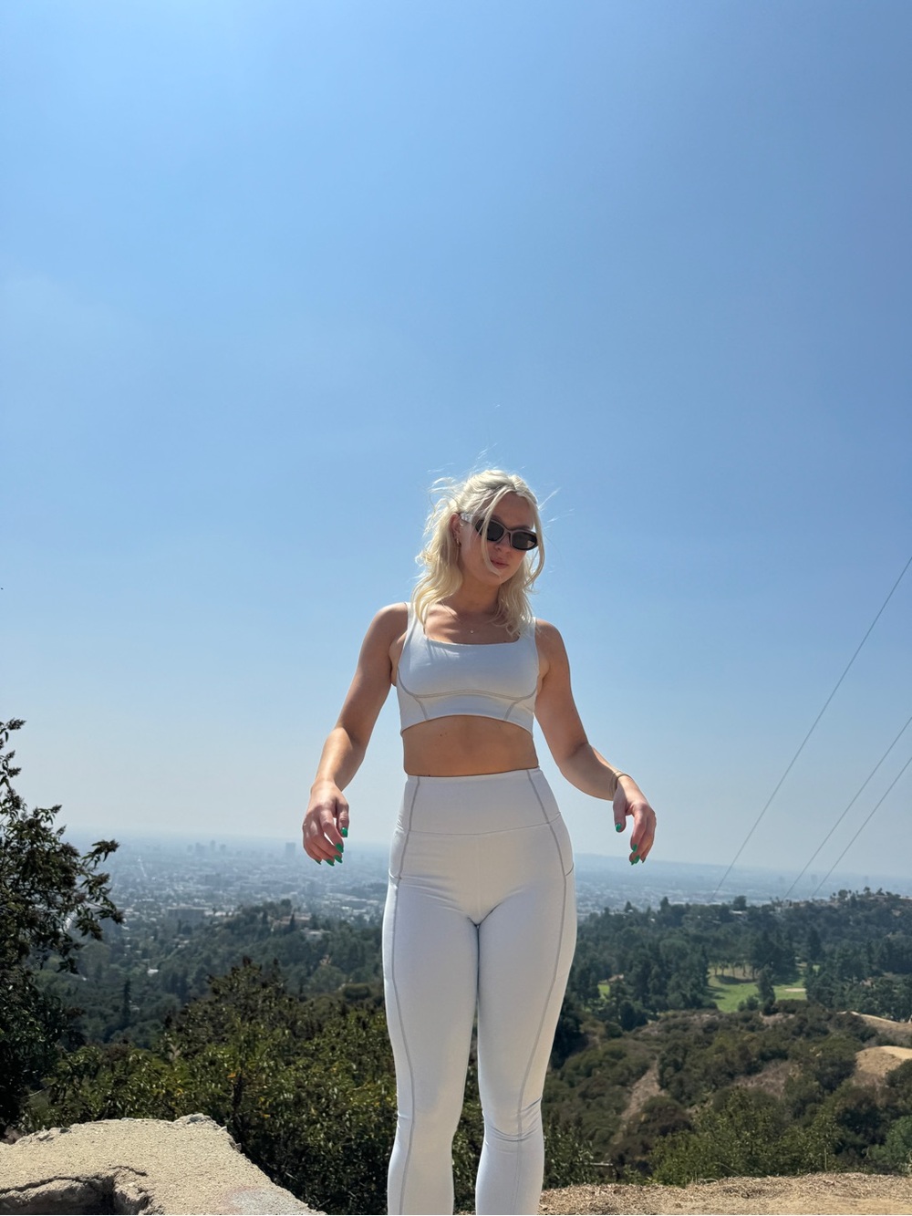 You’re a peach light blue workout set